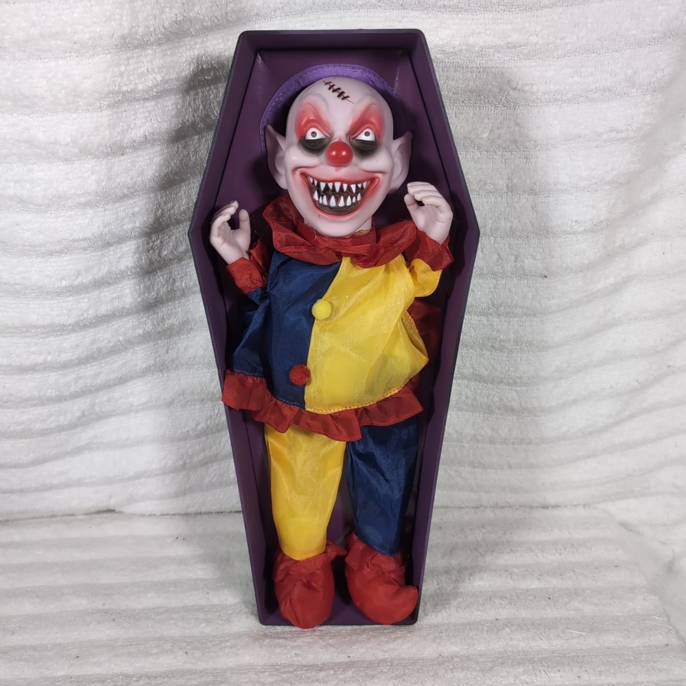 Halloween Vintage Killer Clown Figure 2006 PAC Animated Prop Coffin Riser Works!